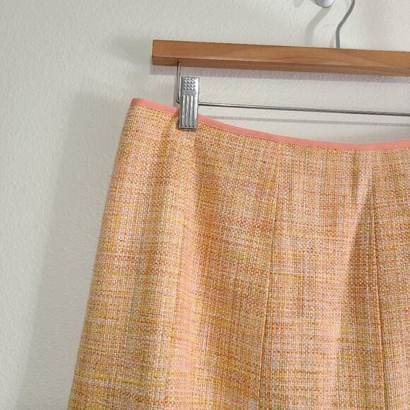 Pendleton Tweed Orange Peach 100% Silk Pleated Zip Petite Skirt Size 10 - Picture 6 of 10